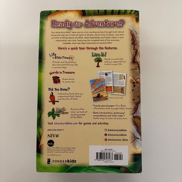 NIV Adventure Bible Hardcover For Kids Dictionary Concordance Maps - Picture 2 of 9